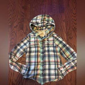 HOLLISTER Vtg Duster Hoodie M 100 Cotton Long Sleeve Shirt Button Up